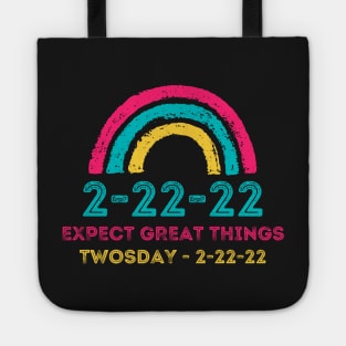 2-22-22 Expect Great Things Twosday, Funny Math 2nd Grade Students Rainbow Tote