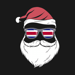 Patriotic Hipster Santa Costa Rica flag sunglasses christmas beard T-Shirt