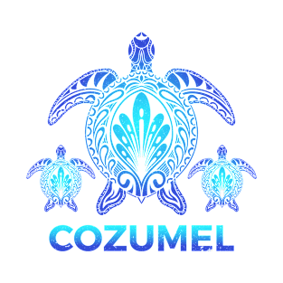 Vintage Cozumel Mexico Ocean Blue Sea Turtle Souvenirs T-Shirt