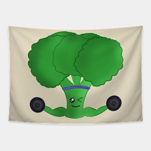 Weight Lifting Kawaii Broccoli Tapestry