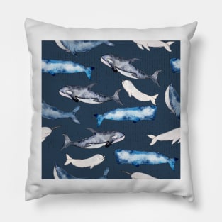 Watercolor Whales Pattern Pillow