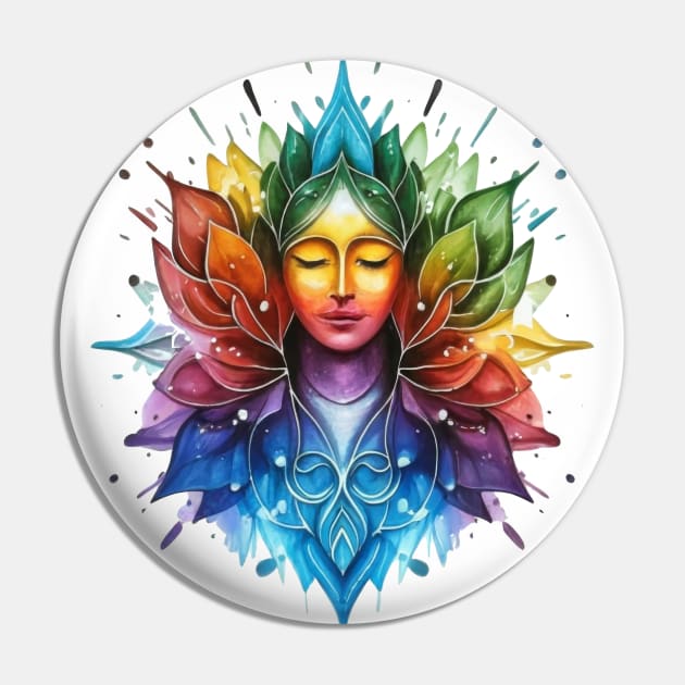 Spirituality Abstract Portrait Pin by byNIKA