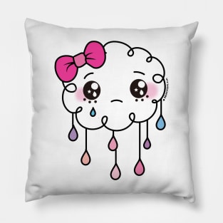 sad cloud raindrops, crying cloud, cute kawaii cloud rain Pillow