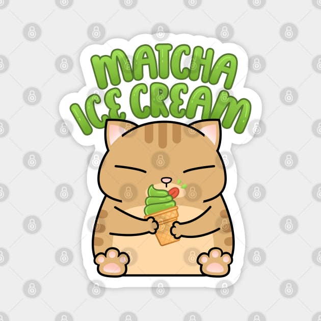 Chubby Cat Matcha Ice Cream Magnet by Takeda_Art