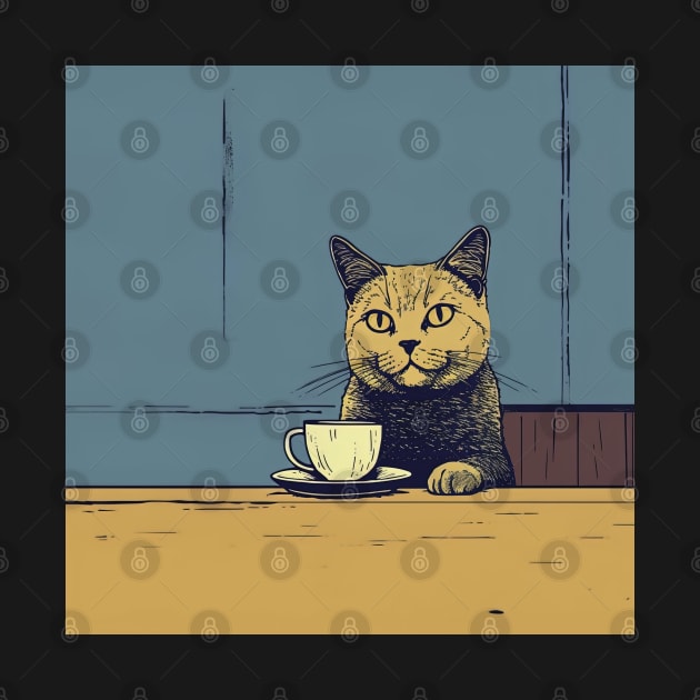 cat enjoy coffee by Maverick Media