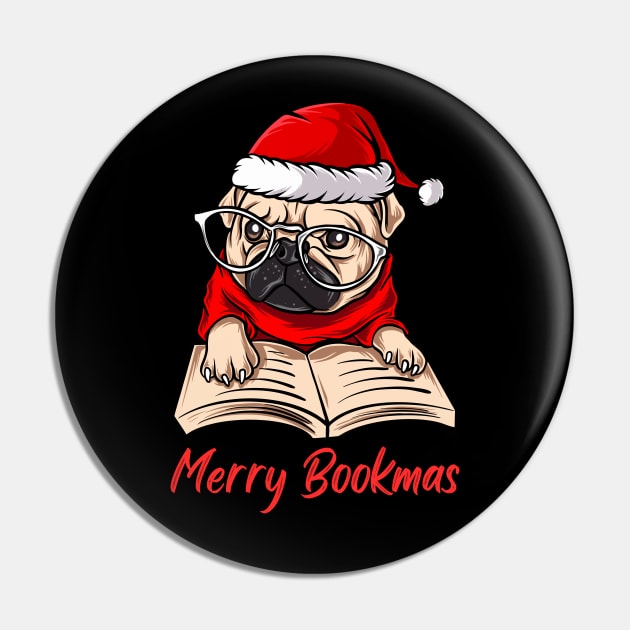 Merry Bookmas Book Lovers Christmas Pin by DragonTees