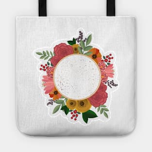 floral sticker label Tote