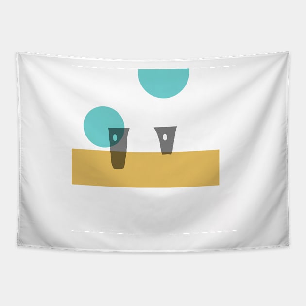 Two For Tea on A Summer Afternoon Minimal Retro Abstract With Bokah Tapestry by aldersmith