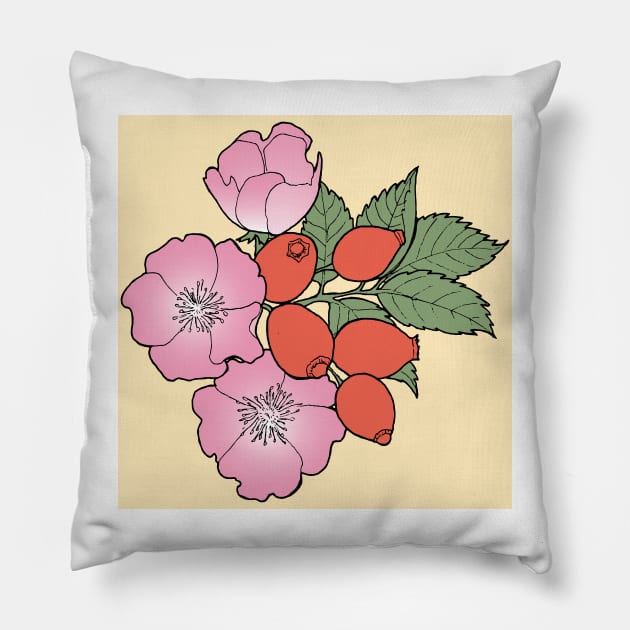 Dog Rose Pillow by senkova