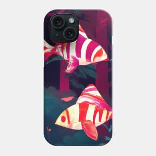 Striped Fish Swim Through a Forest Phone Case