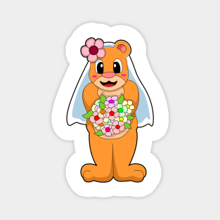 Bear as Bride with Flowers Magnet