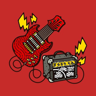 Guitar and amplifier Cartoon T-Shirt