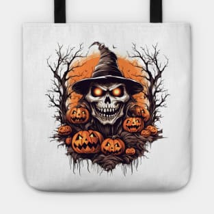 scary witch with pumpkins Tote