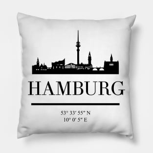 HAMBURG GERMANY BLACK SILHOUETTE SKYLINE ART Pillow