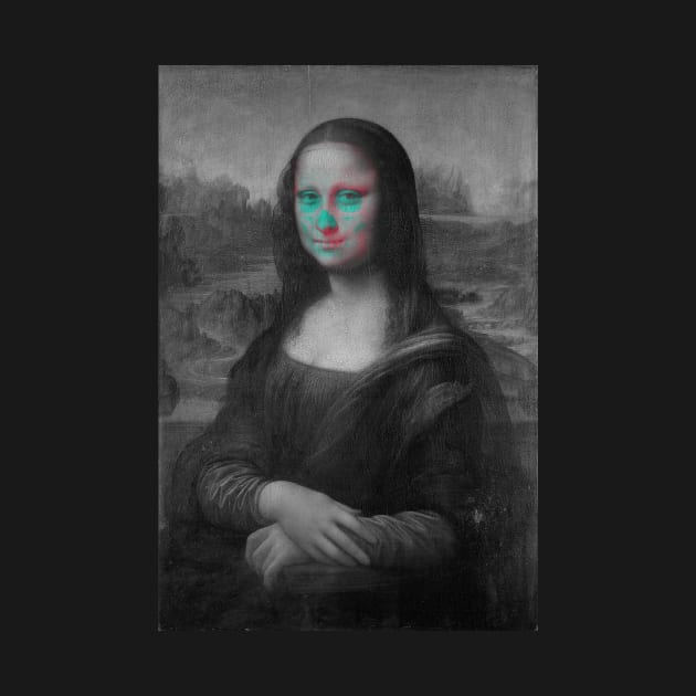 Monna Lisa Skull Interactive Red&Blue Filter T-Shirt #2 by RedAndBlue