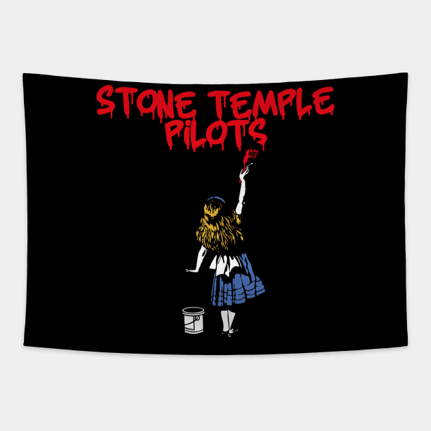stone temple and red girl Tapestry by j and r