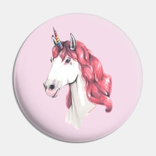 Pink hair unicorn Pin