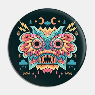 Colorful Indonesia Barong Illustration Pin