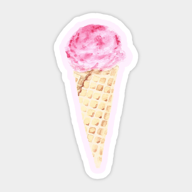 Ice Cream Watercolor Painting Ice Cream Cone Sticker Teepublic