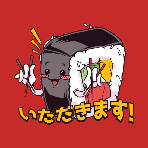 Kawaii Sushi Roll // Cute Japanese Cartoon by SLAG_Creative