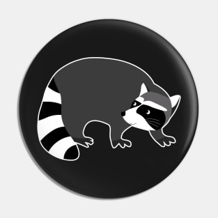 Black and white raccoon w outline Pin