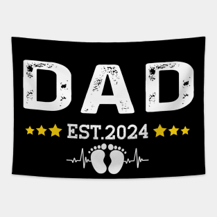 Dad Est 2024 New Dad Gift for Dad Anniversary Father Men Tapestry