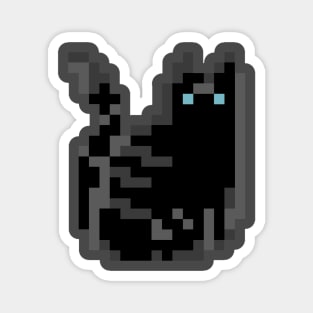 Cat Pixel Art - black dark Magnet