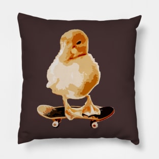 Cute Duck Doing Funny Skateboarding Tricks on Skateboard Funny Skater of the Year Pillow