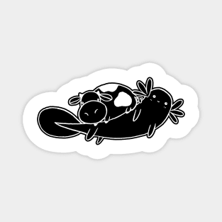 White Line Little Cow Mad Axolotl Magnet