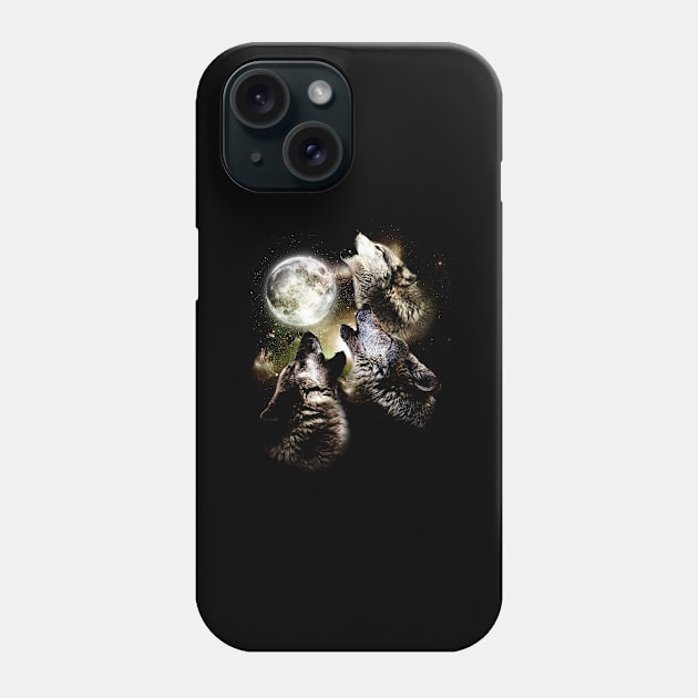 Wolves howling cute funy Phone Case by Lin Watchorn 