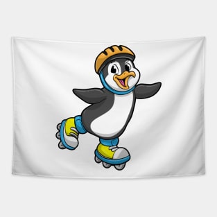 Penguin as Inline Skater with Inline Skates and Helmet Tapestry