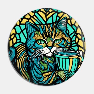 Cat with a cup Pin