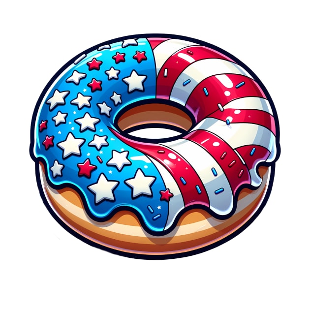 American Spirit Donut - Patriotic Red, White & Blue Design by SandraHeyward