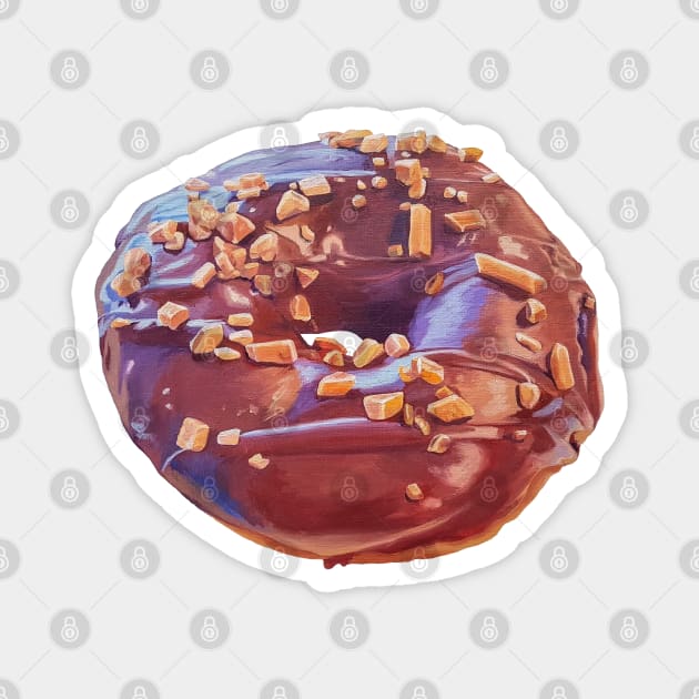 Chocolate donut with toffee bits (no background) Magnet by EmilyBickell