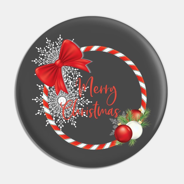Candy Cane Christmas Wreath Pin by SWON Design