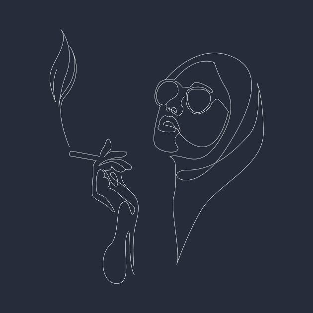 Women Smoke Line art by artforsomeone2020@gmail.com