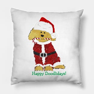 Cute Christmas Golden Doodle Santa Paws Pillow