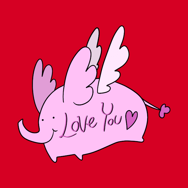 Pink Angel Elephant "Love You" by saradaboru