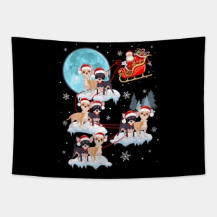 Santa Reindeer Chihuahua Ugly Sweater Christmas Tapestry