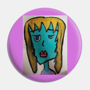 Blonde Blue Face Pin