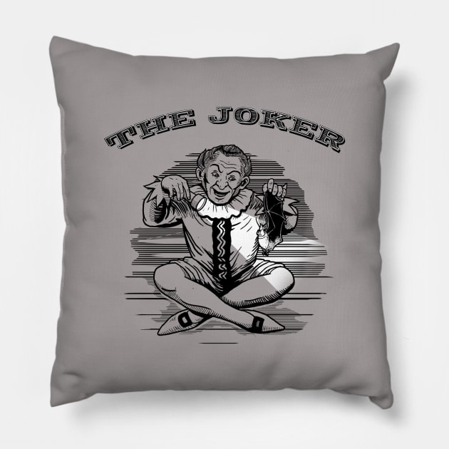 Joker VIllain Playing Card Retro Vintage Pillow by BoggsNicolas