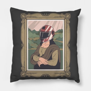 Mona Lisa in helmet Pillow