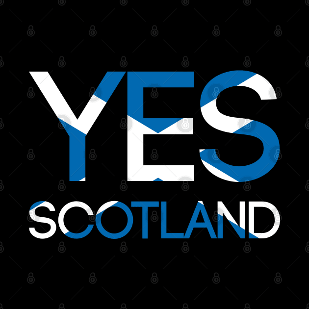 YES SCOTLAND, Pro Scottish Independence Saltire Flag Text Slogan by MacPean