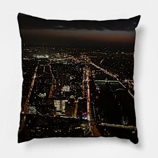 Paris Seine River Nighttime City Lights Pillow