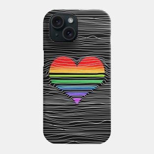 Rainbow Heart and White Stripes Phone Case