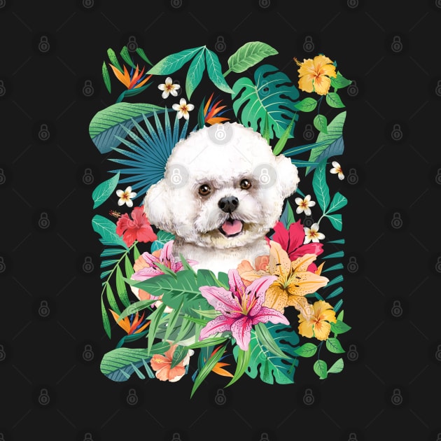 Tropical Bichon Frise Dog by LulululuPainting