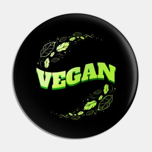 Green Leaves Logo - Go Vegan Pin