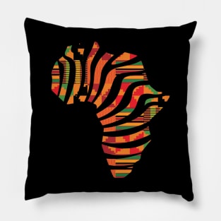 Kente, Africa Map with Stripes, Ghana Pattern Pillow