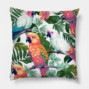 Flowers and Tropical Parrots of the Caribbean Pillow
