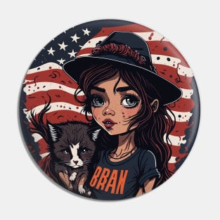 Patriotic Cat Mother Pin